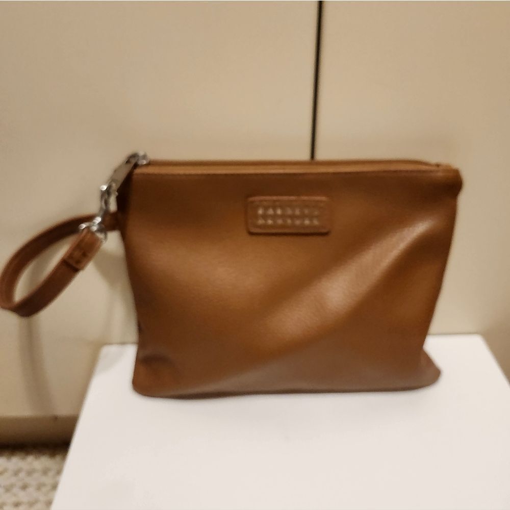 Rare Barneys New York Brown Pebbled Vegan Leather Clutch/Wristlet